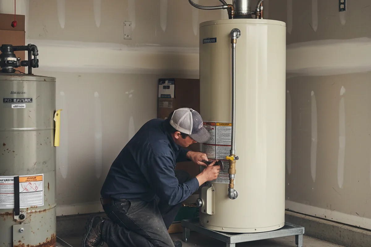 Water heater and shutoff valve replacement in Damascus